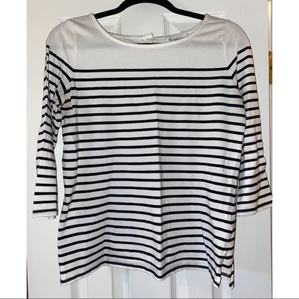 Striped boat neck top